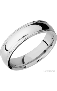 6 mm wide Domed Milgrain Edges 14K White Gold band. - NAGI