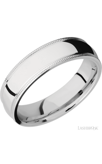 6 mm wide Domed Milgrain Edges 14K White Gold band.