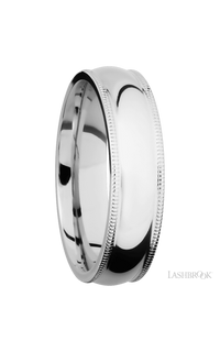 6 mm wide Domed Milgrain Edges 14K White Gold band. - NAGI