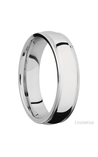 6 mm wide Domed Milgrain Edges 14K White Gold band.