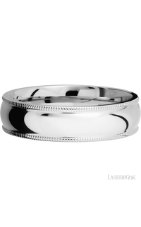 6 mm wide Domed Milgrain Edges 14K White Gold band. - NAGI