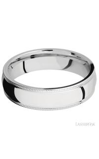 6 mm wide Domed Milgrain Edges 14K White Gold band.