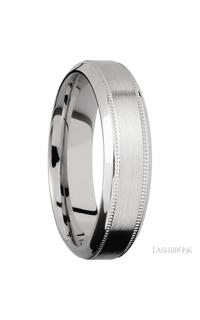 6 mm wide High Bevel Milgrain 14K White Gold band.