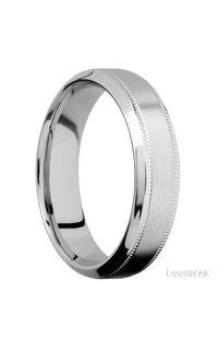 6 mm wide High Bevel Milgrain 14K White Gold band.