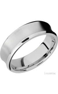 7 mm wide Concave Bevel 14K White Gold band.