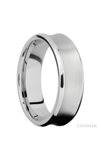 7 mm wide Concave Bevel 14K White Gold band.