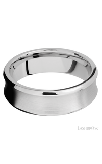 7 mm wide Concave Bevel 14K White Gold band.