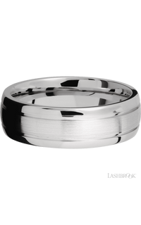 7 mm wide Domed with two accent grooves 14K White Gold band.