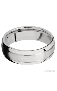7 mm wide Domed with two accent grooves 14K White Gold band.