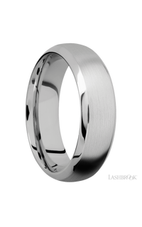 7 mm wide Domed Bevel 14K White Gold band.