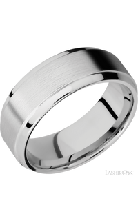 8 mm wide Stepped Bevel 14K White Gold band.