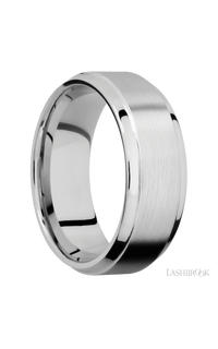 8 mm wide Stepped Bevel 14K White Gold band.