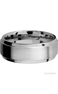 8 mm wide Stepped Bevel 14K White Gold band.
