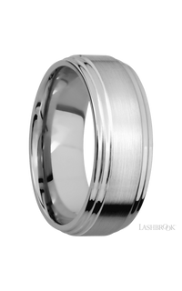8 mm wide Flat Double Stepped Edges 14K White Gold band.