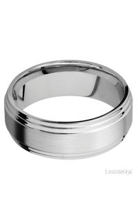 8 mm wide Flat Double Stepped Edges 14K White Gold band.