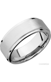 8 mm wide Flat Grooved Edges 14K White Gold band. - NAGI