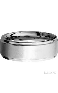 8 mm wide Flat Grooved Edges 14K White Gold band. - NAGI