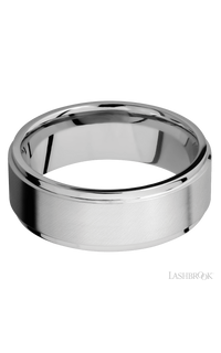 8 mm wide Flat Grooved Edges 14K White Gold band.