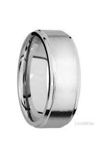 8 mm wide Flat Grooved Edges 14K White Gold band. - NAGI