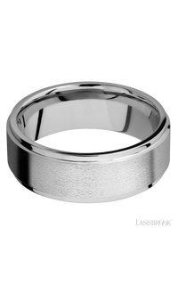 8 mm wide Flat Grooved Edges 14K White Gold band.