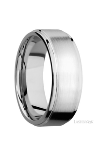 8 mm wide Flat Grooved Edges 14K White Gold band. - NAGI