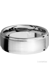 8 mm wide Flat Grooved Edges 14K White Gold band. - NAGI