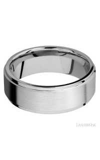 8 mm wide Flat Grooved Edges 14K White Gold band.