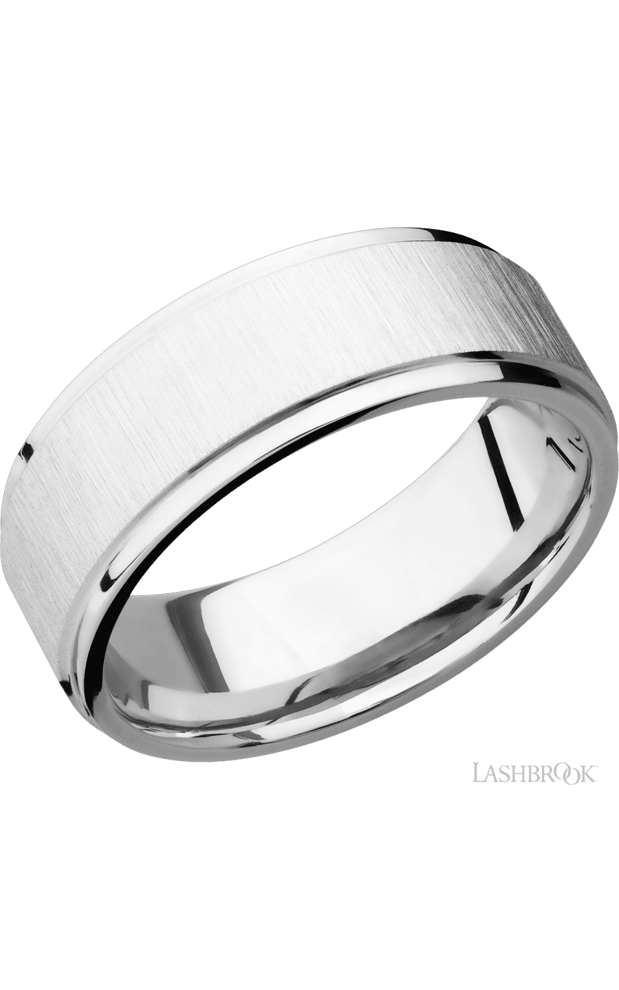 8 mm wide Flat Grooved Edges 14K White Gold band. - NAGI
