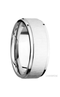 8 mm wide Flat Grooved Edges 14K White Gold band. - NAGI