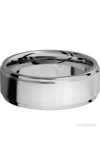 8 mm wide Flat Grooved Edges 14K White Gold band. - NAGI