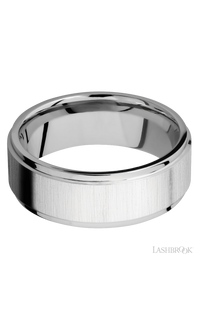 8 mm wide Flat Grooved Edges 14K White Gold band.