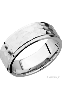 8 mm wide Flat Grooved Edges 14K White Gold band. - NAGI