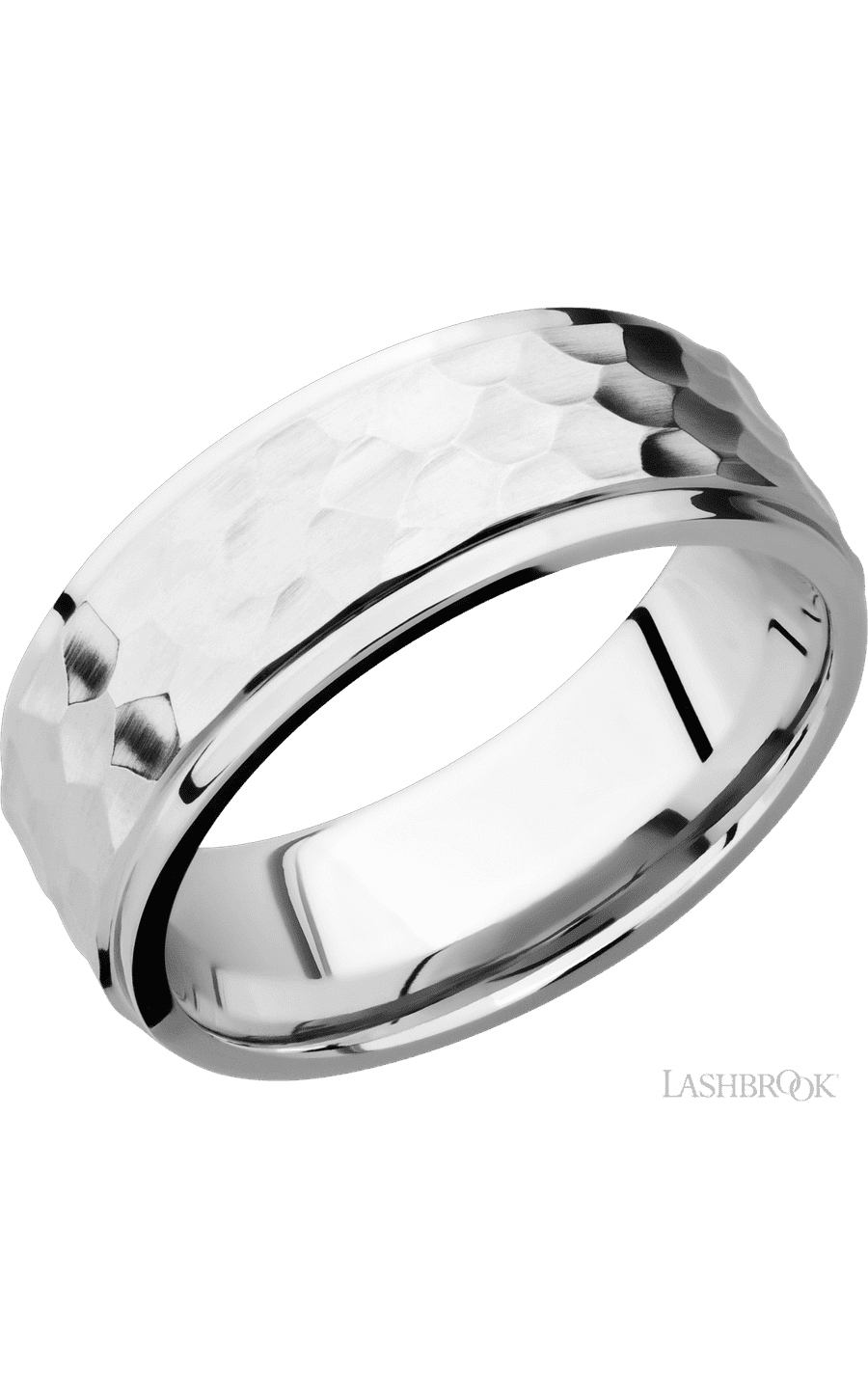 8 mm wide Flat Grooved Edges 14K White Gold band. - NAGI