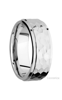8 mm wide Flat Grooved Edges 14K White Gold band. - NAGI