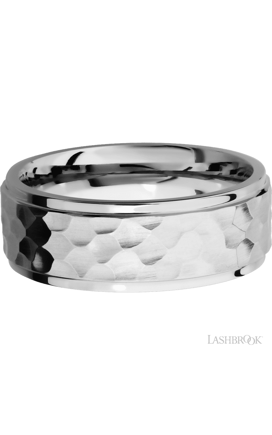 8 mm wide Flat Grooved Edges 14K White Gold band. - NAGI