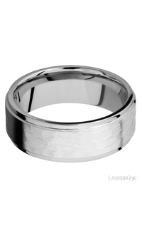 8 mm wide Flat Grooved Edges 14K White Gold band.