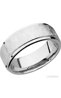 8 mm wide Flat Grooved Edges 14K White Gold band. - NAGI