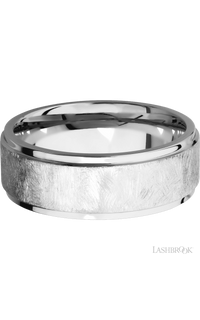 8 mm wide Flat Grooved Edges 14K White Gold band.