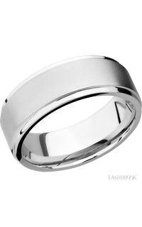 8 mm wide Flat Grooved Edges 14K White Gold band. - NAGI