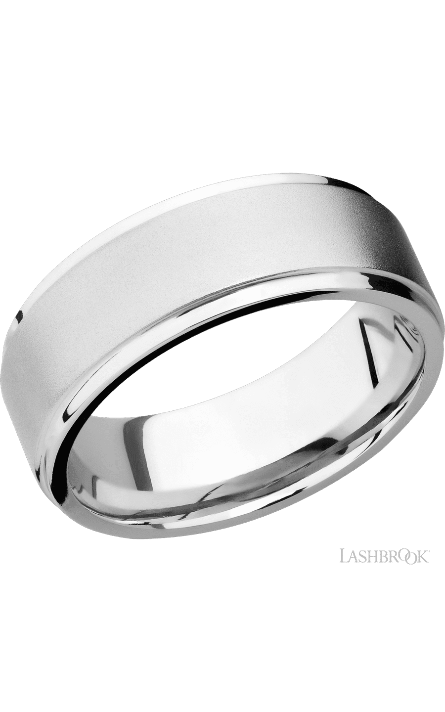 8 mm wide Flat Grooved Edges 14K White Gold band. - NAGI