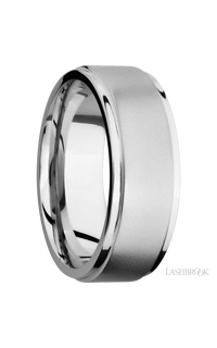 8 mm wide Flat Grooved Edges 14K White Gold band. - NAGI