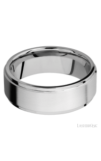 8 mm wide Flat Grooved Edges 14K White Gold band.