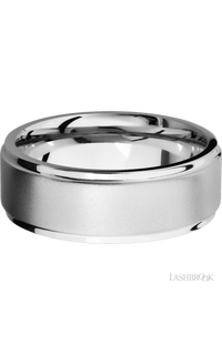 8 mm wide Flat Grooved Edges 14K White Gold band. - NAGI