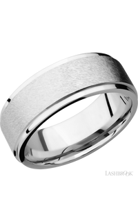 8 mm wide Flat Grooved Edges 14K White Gold band. - NAGI