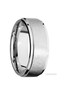 8 mm wide Flat Grooved Edges 14K White Gold band. - NAGI