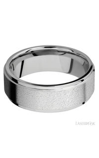 8 mm wide Flat Grooved Edges 14K White Gold band.