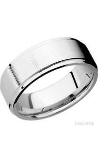 8 mm wide Flat Grooved Edges 14K White Gold band. - NAGI