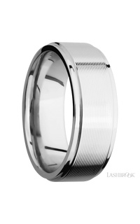8 mm wide Flat Grooved Edges 14K White Gold band. - NAGI