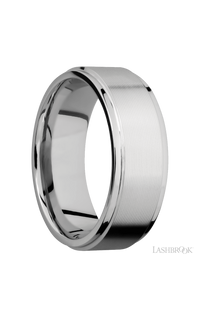 8 mm wide Flat Grooved Edges 14K White Gold band.