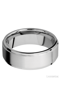 8 mm wide Flat Grooved Edges 14K White Gold band.